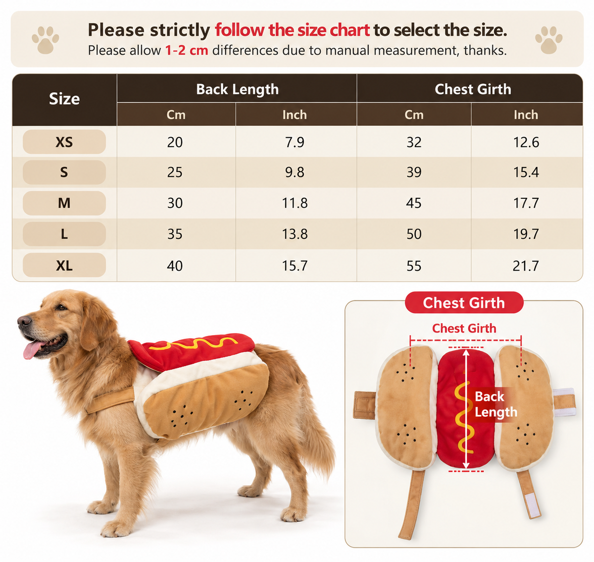Hotdog dog costume